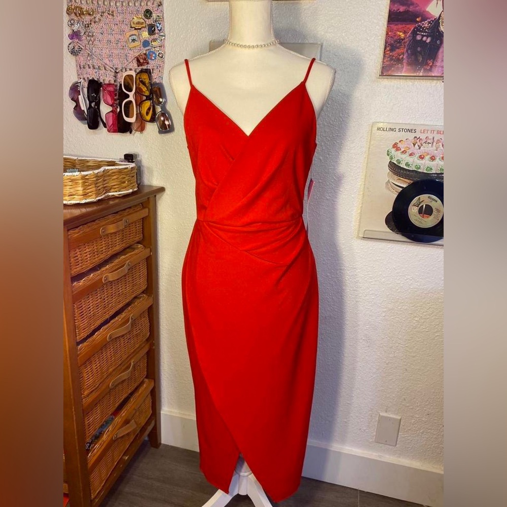 Elegant Red Betsey Johnson Spaghetti Strap Dress